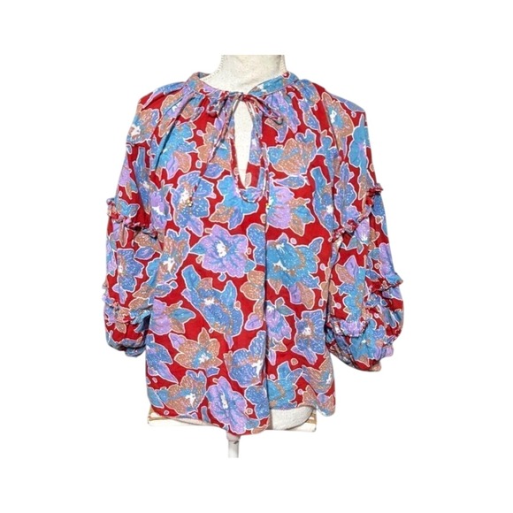 Love‎ the Label for Anthropologie Floral Blouse Frenchie Puff Sleeve Top - Picture 2 of 7